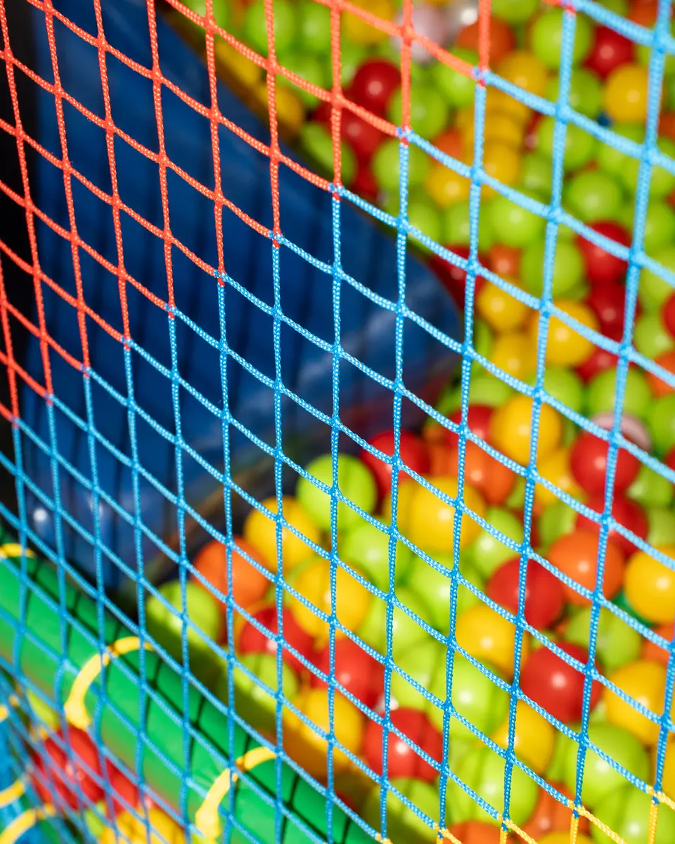 La vasca delle palline colorate, vista dalla rete